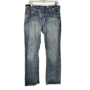 INC Blue Cotton Straight Relaxed Fit Classic Denim Jeans Men Sz 34/32